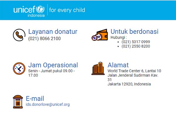 layanan berhenti donasi UNICEF