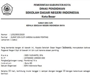 Contoh Surat Izin Cuti